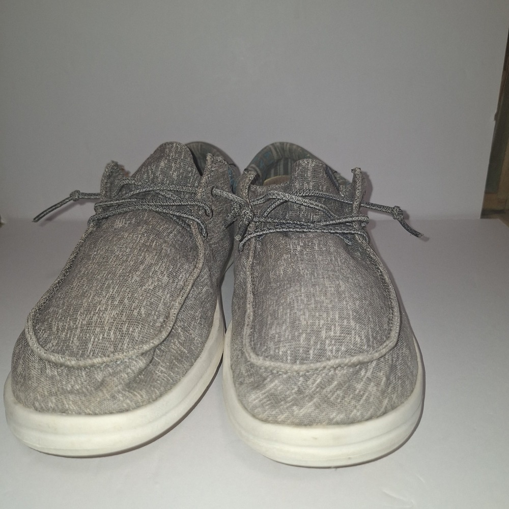 Hey Dude Paul Chambray Grey Mens Size 12 Slip On Loafers Shoes 11223-DQ